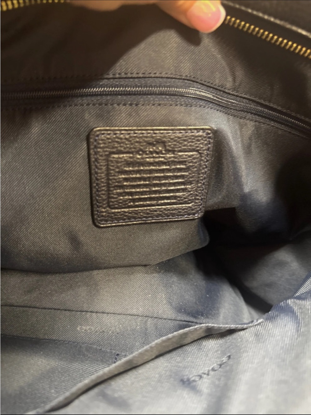Coach Navy Pebbled Leather Tote Bag - Picture 4 of 4